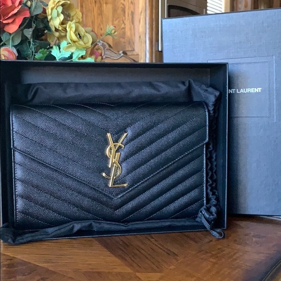 Yves Saint Laurent Handbags - YSL black wallet on a chain